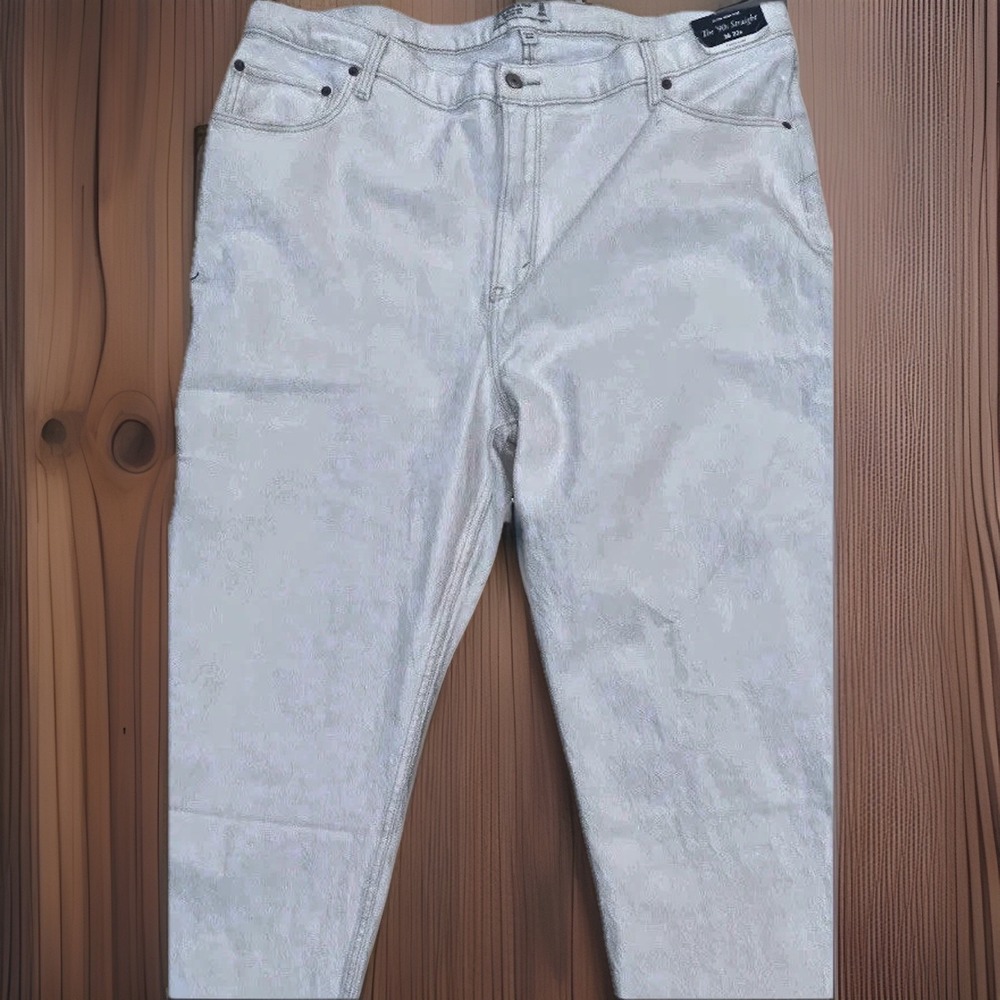 New Abercrombie Fitch Curve Love Jeans 90s Straight Ultra High Rise Womens 36/22